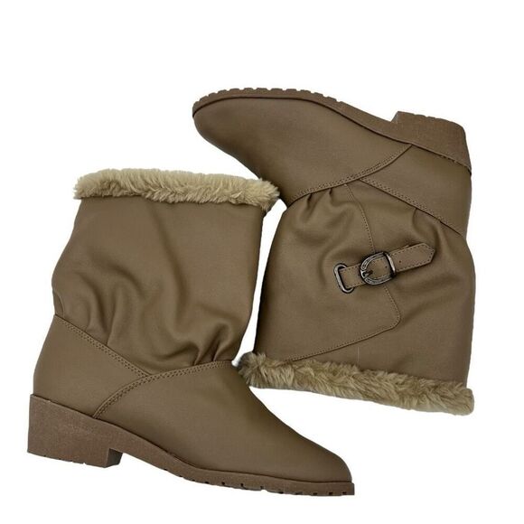 NWT Du Pont Women's Snow Star II Dacron 808 Faux Fur Winter Boots Tan Size 8M - Picture 5 of 13